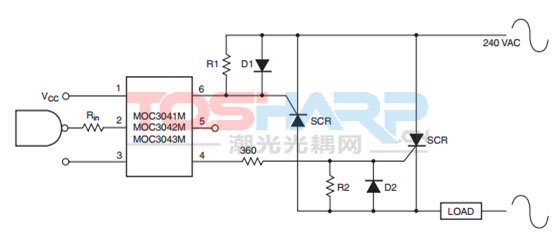 moc3063,moc3041,tlp363j过零双向可控硅光耦电路解析